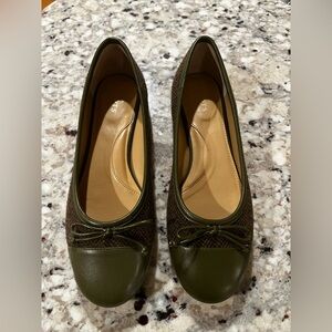 Talbots Women’s Blair Cap Toe Tweed Green Ballet Flat Size 8